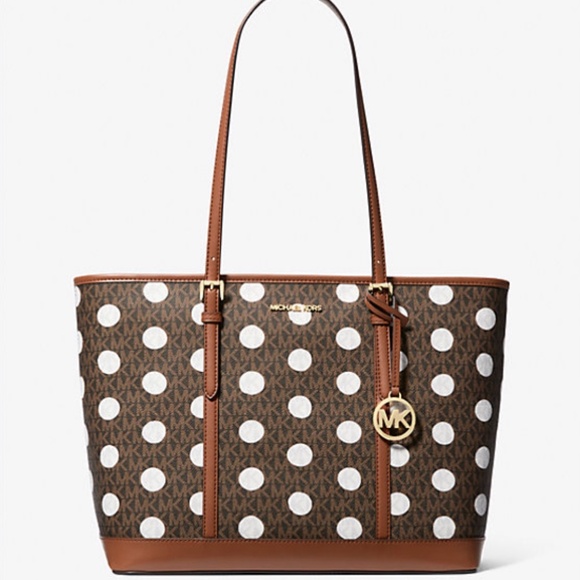 ** GIVEAWAY** Michael Kors Jet Set Large Polka Dot Signature Logo Tote Bag - Picture 1 of 3